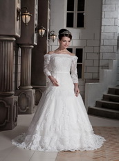 Lovely Off The Shoulder Appliques Wedding Dress With Half Sleeves Low Price