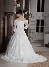 Lovely Off The Shoulder Appliques Wedding Dress With Half Sleeves Low Price