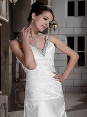 Popular V-neck Lady Bridal Dress Ready For Wedding Wear Cheap Price Low Price