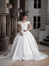 New Arrival V Neck Off Shoulder Puffy Big Skirt Wedding Dress For Bride Low Price