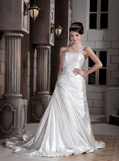 Brand New Beaded Work Wedding Dress Design With One Shoulder Skirt Low Price