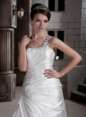 Brand New Beaded Work Wedding Dress Design With One Shoulder Skirt Low Price