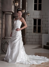 Brand New Beaded Work Wedding Dress Design With One Shoulder Skirt Low Price