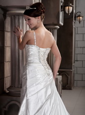 Brand New Beaded Work Wedding Dress Design With One Shoulder Skirt Low Price