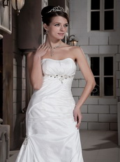 Destination Strapless A-line Silhouette Discount Wedding Dress For Sale Low Price