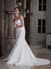 Destination Strapless A-line Silhouette Discount Wedding Dress For Sale Low Price