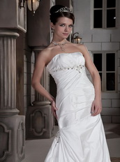 Destination Strapless A-line Silhouette Discount Wedding Dress For Sale Low Price