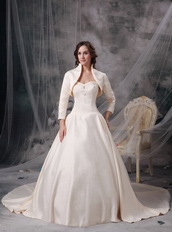 Chapel Train Champagne Winter Wedding Dress With Jacket Low Price