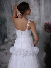 One Shoulder Pretty Wedding Dress Decorated With Flowers Low Price