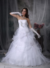 Unique Flowers Design Pure White Wedding Dress For Bride Low Price