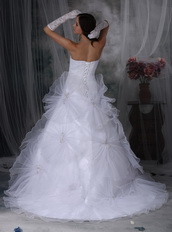 Unique Flowers Design Pure White Wedding Dress For Bride Low Price