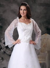 Gorgeous Square Embroidery Wedding Dress With Long Sleeves Low Price