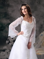 Gorgeous Square Embroidery Wedding Dress With Long Sleeves Low Price
