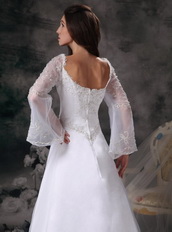 Gorgeous Square Embroidery Wedding Dress With Long Sleeves Low Price