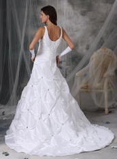 Brand New V-neck Pure White Bridal Gown With Crystals Low Price