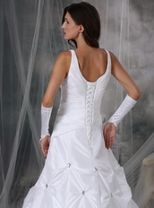 Brand New V-neck Pure White Bridal Gown With Crystals Low Price