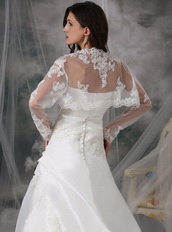 Nice Strapless Appliqued Organza Wedding Dress and Jacket Low Price
