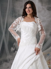 Nice Strapless Appliqued Organza Wedding Dress and Jacket Low Price