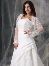 Nice Strapless Appliqued Organza Wedding Dress and Jacket Low Price