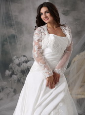 Nice Strapless Appliqued Organza Wedding Dress and Jacket Low Price