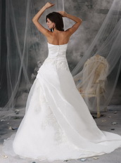 Nice Strapless Appliqued Organza Wedding Dress and Jacket Low Price