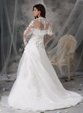 Nice Strapless Appliqued Organza Wedding Dress and Jacket Low Price