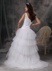 Beautiful One Shoulder Layers Wedding Dress One Shoulder Low Price
