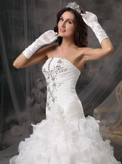 Good Looking Ruffled Organza Skirt Wedding Dress In White Low Price