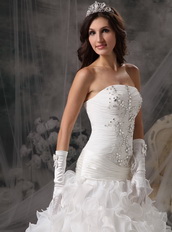 Good Looking Ruffled Organza Skirt Wedding Dress In White Low Price