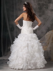 Good Looking Ruffled Organza Skirt Wedding Dress In White Low Price