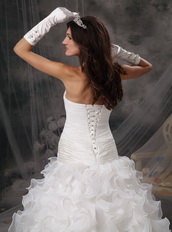 Good Looking Ruffled Organza Skirt Wedding Dress In White Low Price