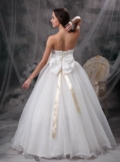 Pretty Strapless Floor-length Wedding Dress With Flowers Low Price