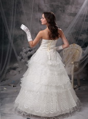 Fashionable Strapless Floor-length Layers Tulle Wedding Dress Low Price