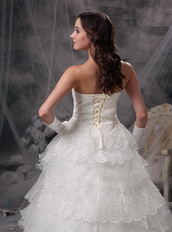 Fashionable Strapless Floor-length Layers Tulle Wedding Dress Low Price