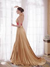 Halter Top Golden Evening Dress For Women Wear