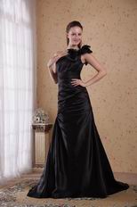 Modest One Shoulder New Style Black Evening Dress Los Angels