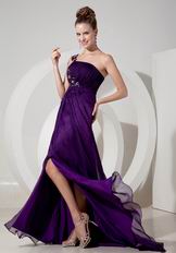 Discount One Shoulder Indigo Evening Dress Front Split