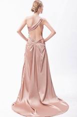 One Shoulder Beaded Side Split Rose Brown Evening Dress