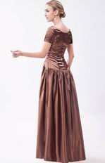 Unique Scoop Short Sleeves Brown Evening Dress For Cheap