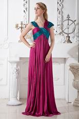 Straps Square Plum Chiffon Floor Length Evening Dress