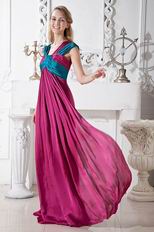 Straps Square Plum Chiffon Floor Length Evening Dress