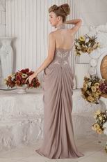 Discount Halter Gray Chiffon Evening Dress With Applique