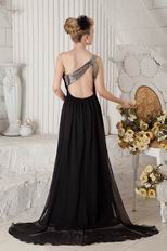 Cheap One Shoulder Floor Length Evening Party Black Dress