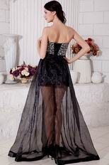 Glamorous Black Organza Beaded Evening Dress