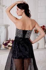 Glamorous Black Organza Beaded Evening Dress