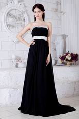 New Fashion Strapless A-line Black Chiffon Dress To Evening Simple