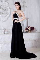 New Fashion Strapless A-line Black Chiffon Dress To Evening Simple