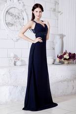 Cheap Straps Navy Blue Floor Length Skirt Evening Dress