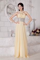 Straps Halter Yellow Formal Evening Dress For Juniors