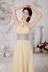 Straps Halter Yellow Formal Evening Dress For Juniors